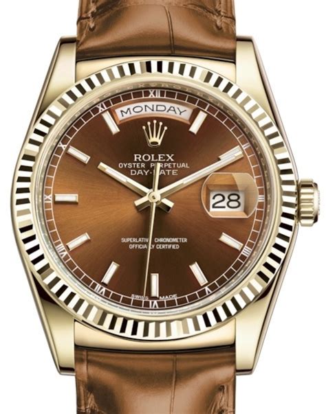 rolex day date gold leather strap|rolex day date leather strap.